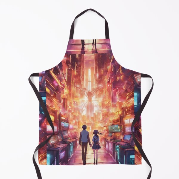 Item preview, Romantic couple in a city of the future designed and sold by ArtsJulian.