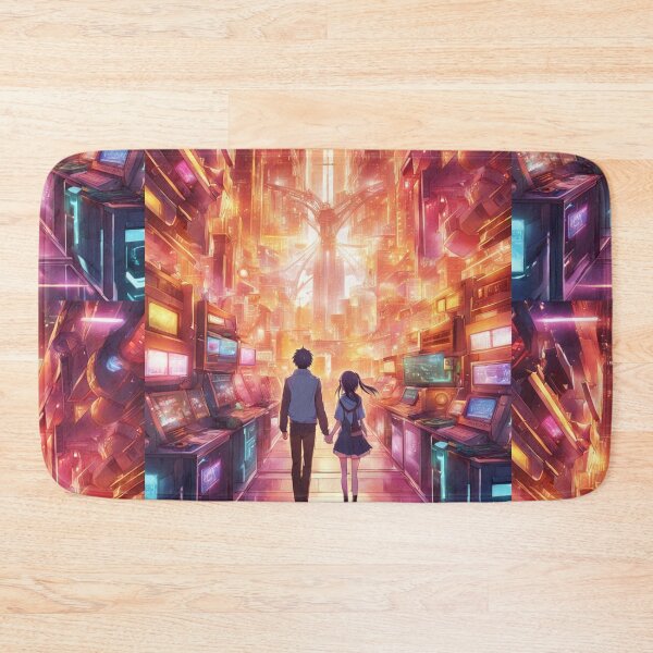 Item preview, Romantic couple in a city of the future designed and sold by ArtsJulian.