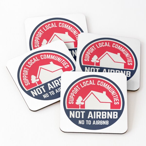 Item preview, Support Local Communities, not accommodations - Red and Blue No To Airbnb - Anti Airbnb designed and sold by SassyArtistry.