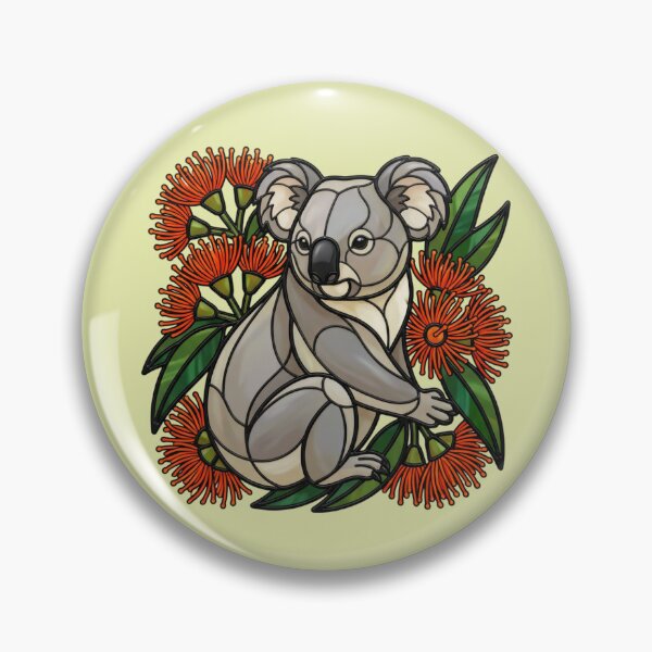 Item preview, Stained Glass Koala Framed by Red Bottlebrush designed and sold by BirdsnStuff.