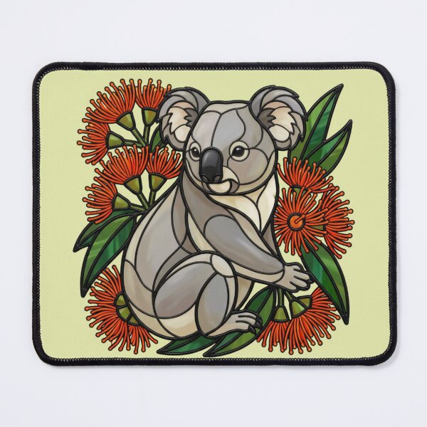 Item preview, Stained Glass Koala Framed by Red Bottlebrush designed and sold by BirdsnStuff.