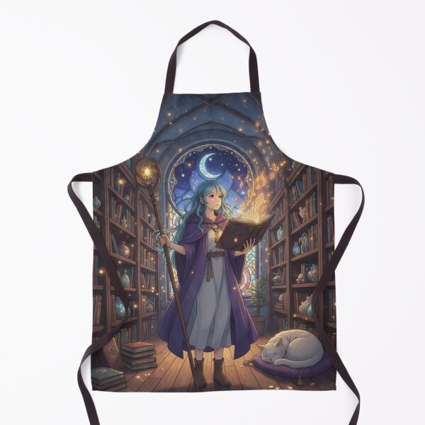 Item preview, Mystical Library Mage Reading a Glowing Spell Book | Cozy Fantasy Illustration designed and sold by WeirdSketcher.