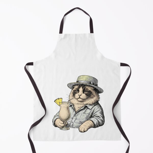 Item preview, Vintage Ragdoll Cat Vacation Piña Colada Art designed and sold by OneLineBar.