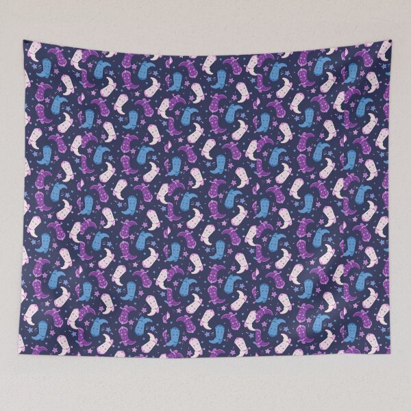 Item preview, Cowgirl Boots Pattern – Pink Purple Western Stars Retro Cowgirl Design designed and sold by GiftsCreek.