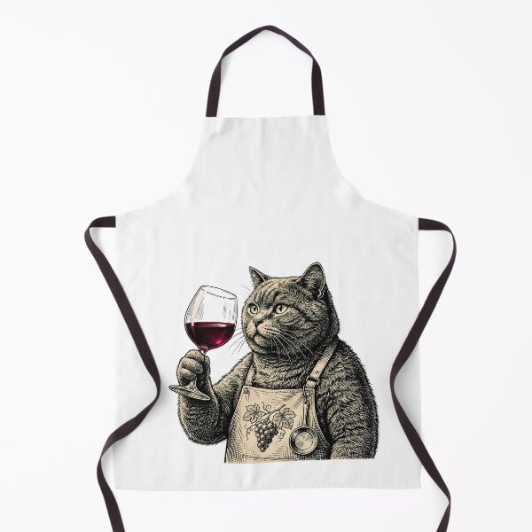 Item preview, Vintage British Shorthair Cat Sommelier Red Wine Art designed and sold by OneLineBar.