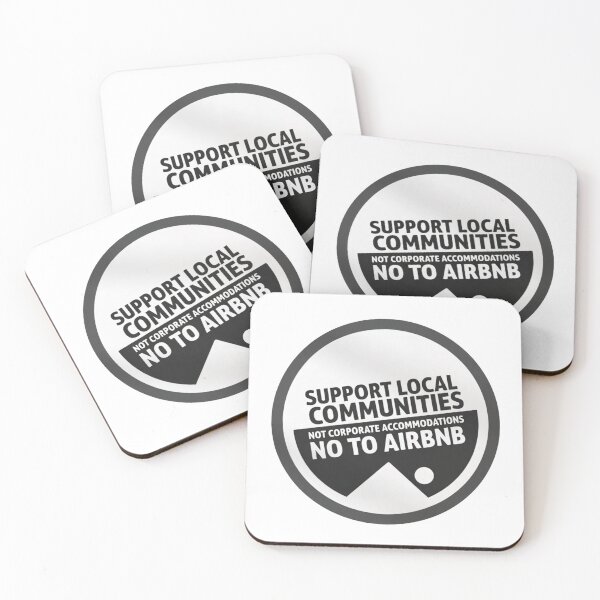 Item preview, BW Cool Support Local Communities, not accommodations - No To Airbnb - Anti Airbnb designed and sold by SassyArtistry.