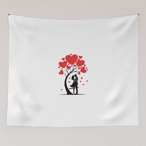 Item preview, Silhouette couples under the heart tree designed and sold by Lycheeleaf.