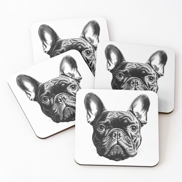 Item preview, French Bulldog Head – Minimal Black and White Dog Drawing designed and sold by inkoutninja.