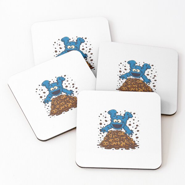 Item preview, Blue Cookie Monster — Funny Cartoon Monster Jumping on Chocolate Chip Cookies designed and sold by Colorful-Garden.