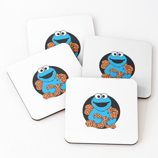 Item preview, Blue Cookie Monster — Funny Cartoon Monster Jumping on Chocolate Chip Cookies designed and sold by Colorful-Garden.