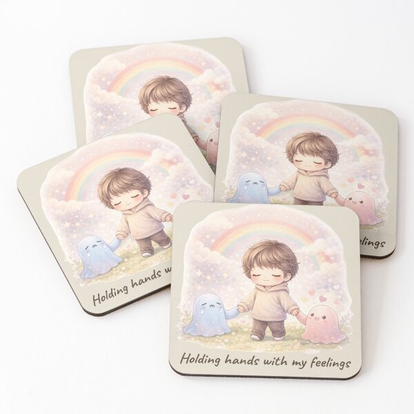 Item preview, Holding Hands With My Feelings - Gentle Mental Health Art designed and sold by PromptCoreNexus.
