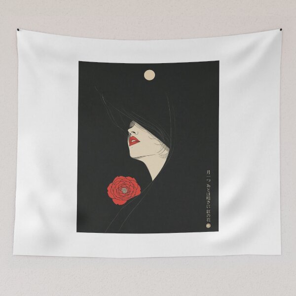 Item preview, CRIMSON IN DARKNESS - Kyoka Izumi Retro Bijinga Japanese Kanji Art designed and sold by KanjiShokunin.
