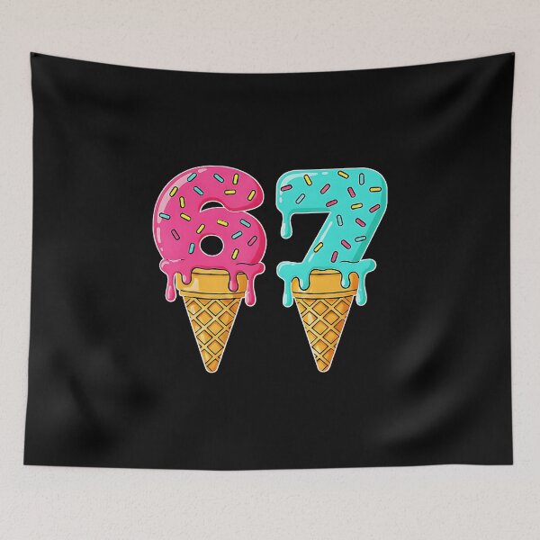 Item preview, 67 Baseball Drip Ice Cream Number Style designed and sold by miaa-artistshop.