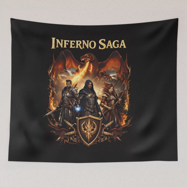 Item preview, Inferno Saga Dragon Fantasy T-Shirt | Epic Fire Dragon Warrior Team RPG Gamer Shirt | Legendary Adventure Tee designed and sold by ZyxDes.