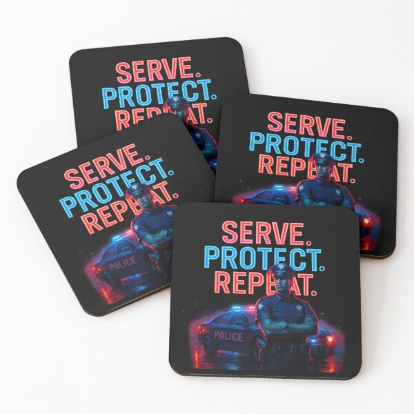 Item preview, Serve Protect Repeat - Cyberpunk Police Officer T-Shirt Design designed and sold by MKreative Studio.