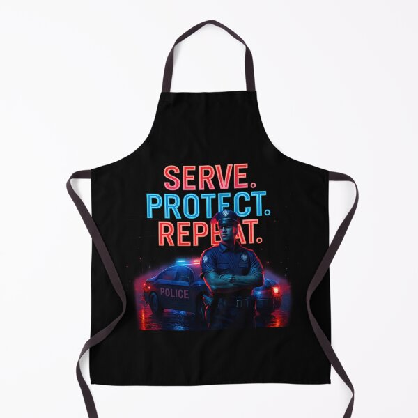 Item preview, Serve Protect Repeat - Cyberpunk Police Officer T-Shirt Design designed and sold by MKreative Studio.