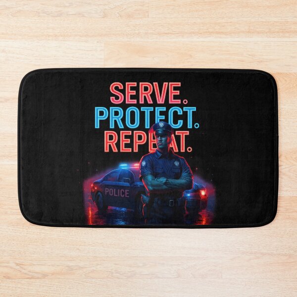 Item preview, Serve Protect Repeat - Cyberpunk Police Officer T-Shirt Design designed and sold by MKreative Studio.