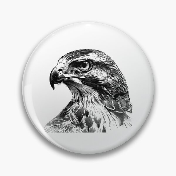 Item preview, Hawk Head Illustration – Black and White Bird of Prey Art designed and sold by inkoutninja.