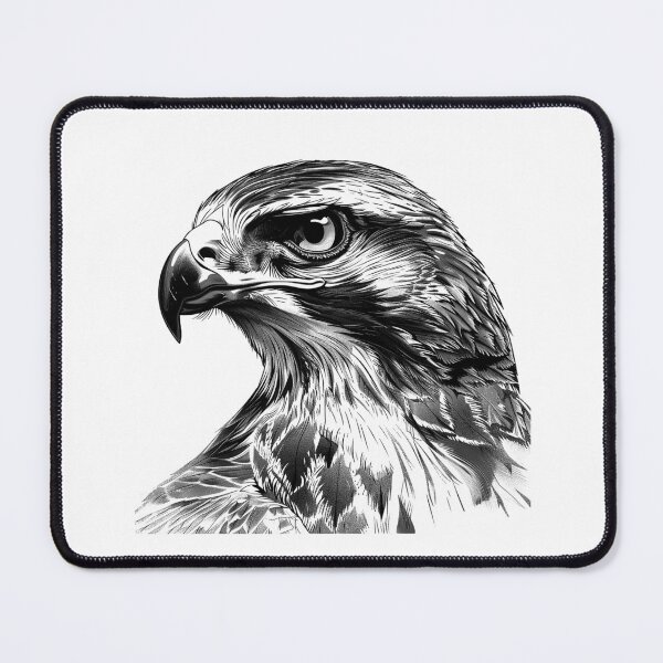 Item preview, Hawk Head Illustration – Black and White Bird of Prey Art designed and sold by inkoutninja.