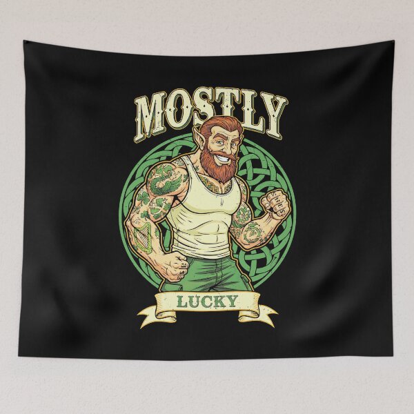 Item preview, St Patricks Day Mostly Lucky Funny Tattooed Irish Leprechaun designed and sold by GrandeDuc.