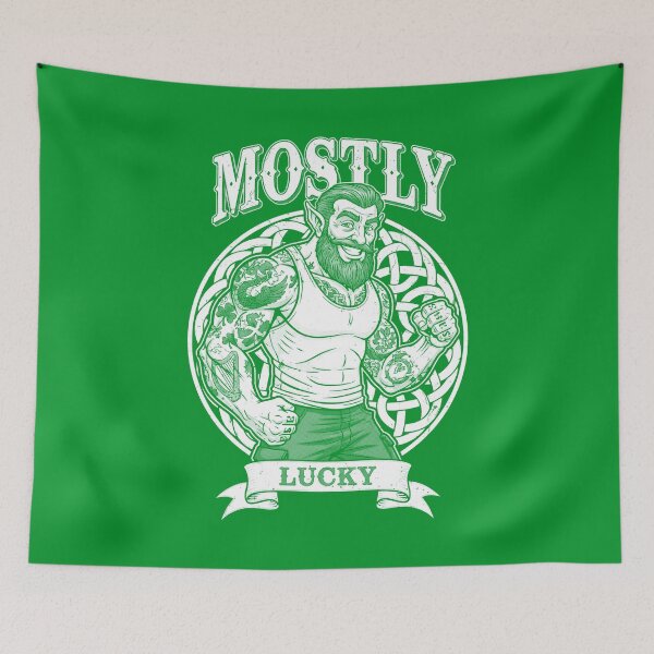 Item preview, St Patricks Day Mostly Lucky Funny Tattooed Irish Leprechaun designed and sold by GrandeDuc.