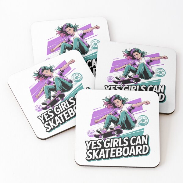 Item preview, Yes Girls Can Skateboard Multi Colored Hair Design designed and sold by Peter Stawicki.