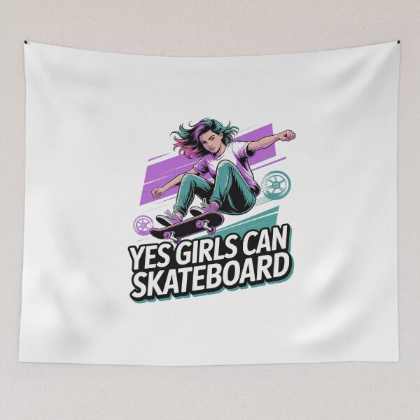 Item preview, Yes Girls Can Skateboard Multi Colored Hair Design designed and sold by Peter Stawicki.