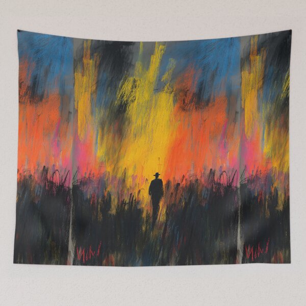Item preview, Abstract Colorful Battlefield Silhouette Art designed and sold by Piotrek0001.