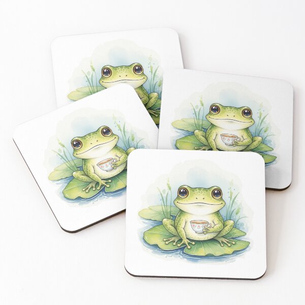 Item preview, Tea Time Frog: Whimsical Watercolor Garden Delight for Nature Lovers designed and sold by StickVerse by Owais.