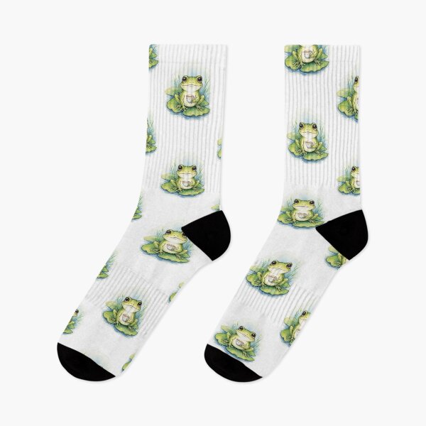 Item preview, Tea Time Frog: Whimsical Watercolor Garden Delight for Nature Lovers designed and sold by StickVerse by Owais.