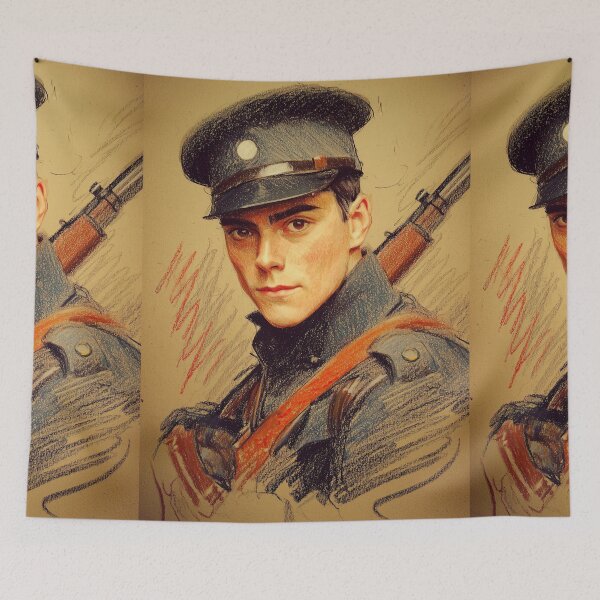 Item preview, Dashing WWI Officer Portrait Art designed and sold by Piotrek0001.