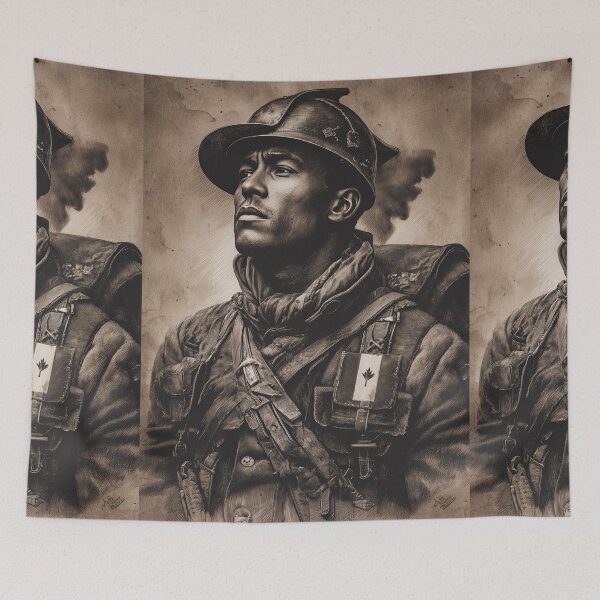 Item preview, Stoic British Soldier Charcoal Portrait designed and sold by Piotrek0001.