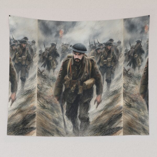 Item preview, Lone Soldier Walking Through Wasteland designed and sold by Piotrek0001.