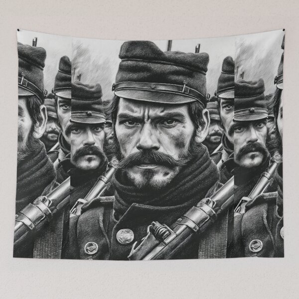 Item preview, Intense Staring Soldier Charcoal Drawing designed and sold by Piotrek0001.