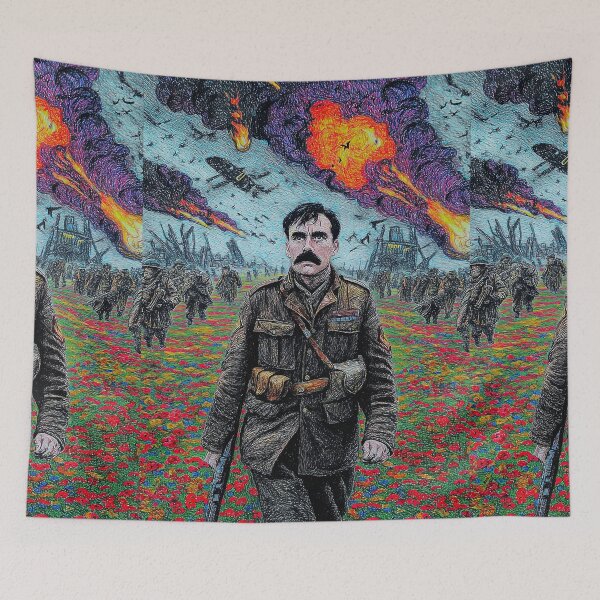 Item preview, Soldier Walking Through Poppy Fields Art designed and sold by Piotrek0001.