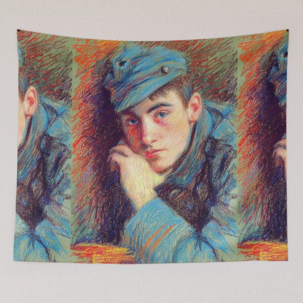 Item preview, Pensive Soldier Colorful Impressionist Art designed and sold by Piotrek0001.