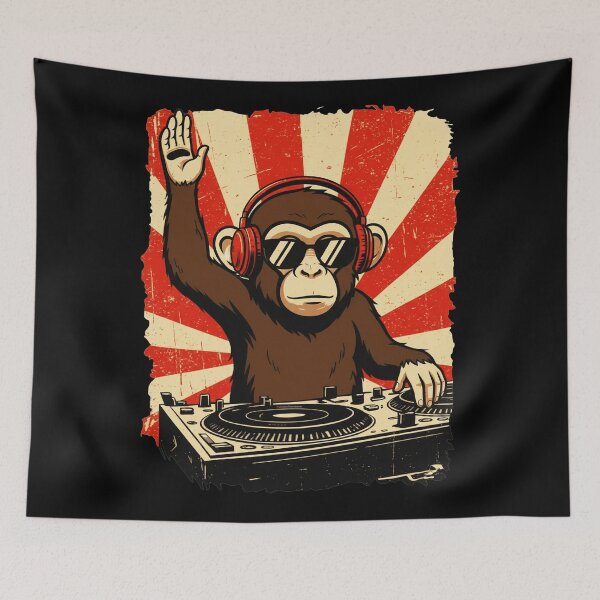 Item preview, DJ Monkey Turntable Retro Music Illustration designed and sold by JEFDodsonArt.