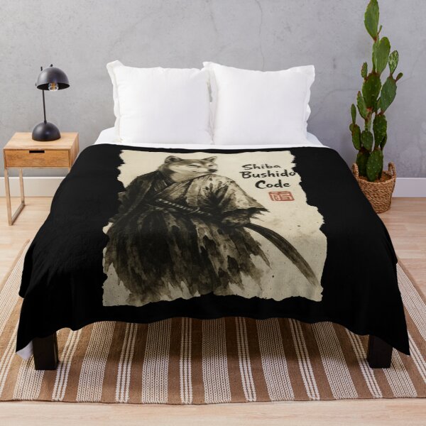 Item preview, Stay Behind Code Samurai Wolf Illustration Japanese Ink Style designed and sold by JEFDodsonArt.