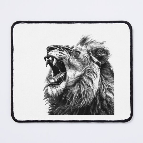 Item preview, Roaring Lion Profile – Black and White Powerful Wildlife Illustration designed and sold by inkoutninja.
