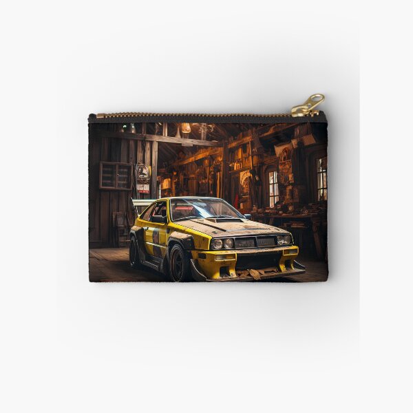 Item preview, Rally Car Resting Inside Dusty Wooden Barn Workshop designed and sold by RevUpDesign.