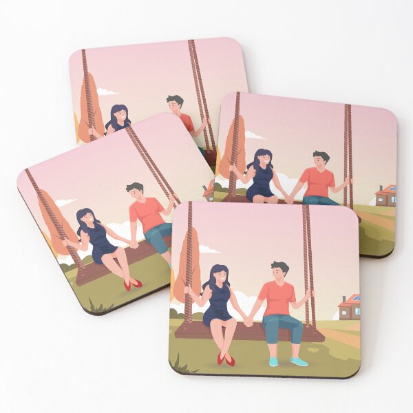 Item preview, Romantic Couple on Swing Under Tree at Sunset designed and sold by Preat Landscape Vector.