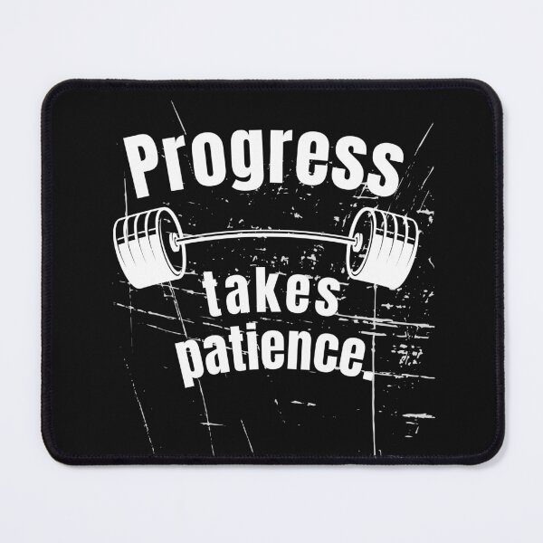 Item preview, Progress takes patience. Gym Fitness Motivation Quote designed and sold by TeeArtWorld.