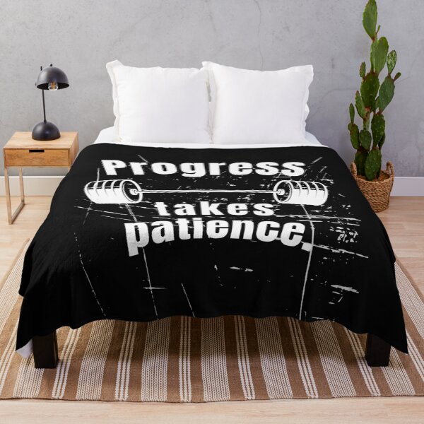 Item preview, Progress takes patience. Gym Fitness Motivation Quote designed and sold by TeeArtWorld.
