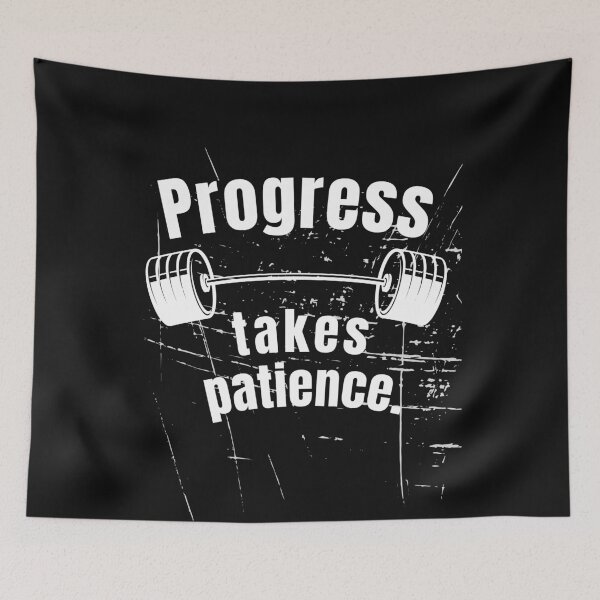 Item preview, Progress takes patience. Gym Fitness Motivation Quote designed and sold by TeeArtWorld.