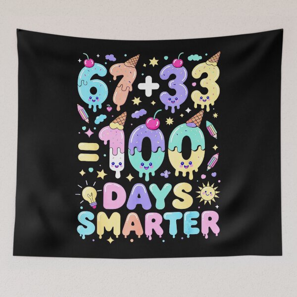 Item preview, 67+33 = Days Smarter Funny School Math Milestone Design designed and sold by gladysenglish.