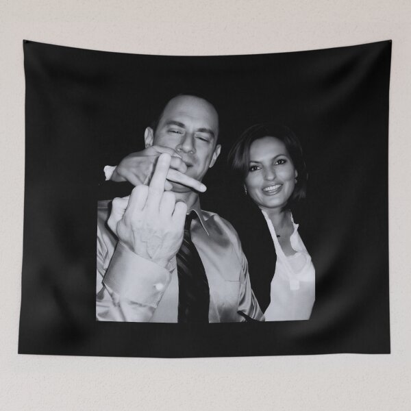 Item preview, Elliot Stabler And Olivia Benson Actors And Musicians Giving The Middle Finger Meme designed and sold by sereshop.
