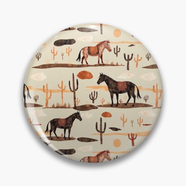 Item preview, Wild West Desert with Horses and Cactuses Pattern designed and sold by UnhingedBird.