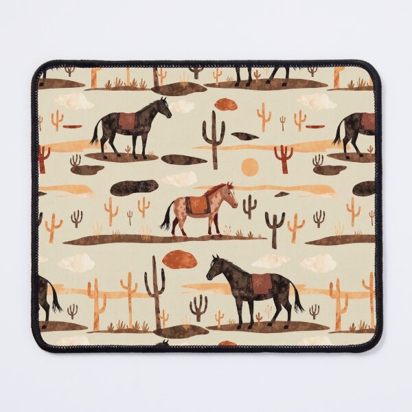 Item preview, Wild West Desert with Horses and Cactuses Pattern designed and sold by UnhingedBird.