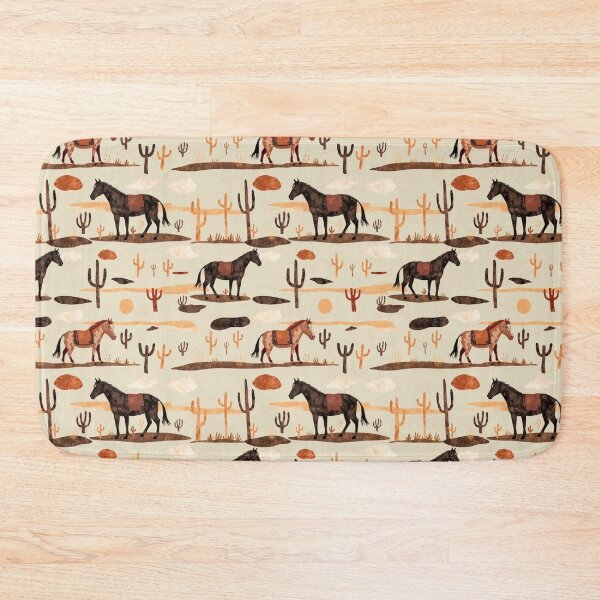 Item preview, Wild West Desert with Horses and Cactuses Pattern designed and sold by UnhingedBird.