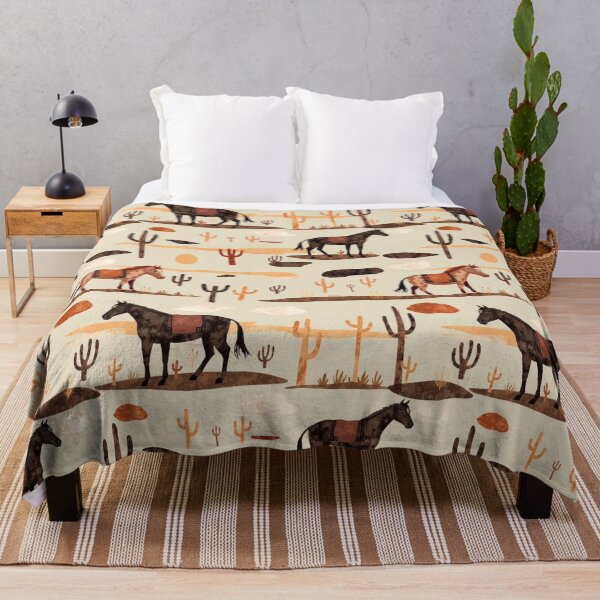 Item preview, Wild West Desert with Horses and Cactuses Pattern designed and sold by UnhingedBird.